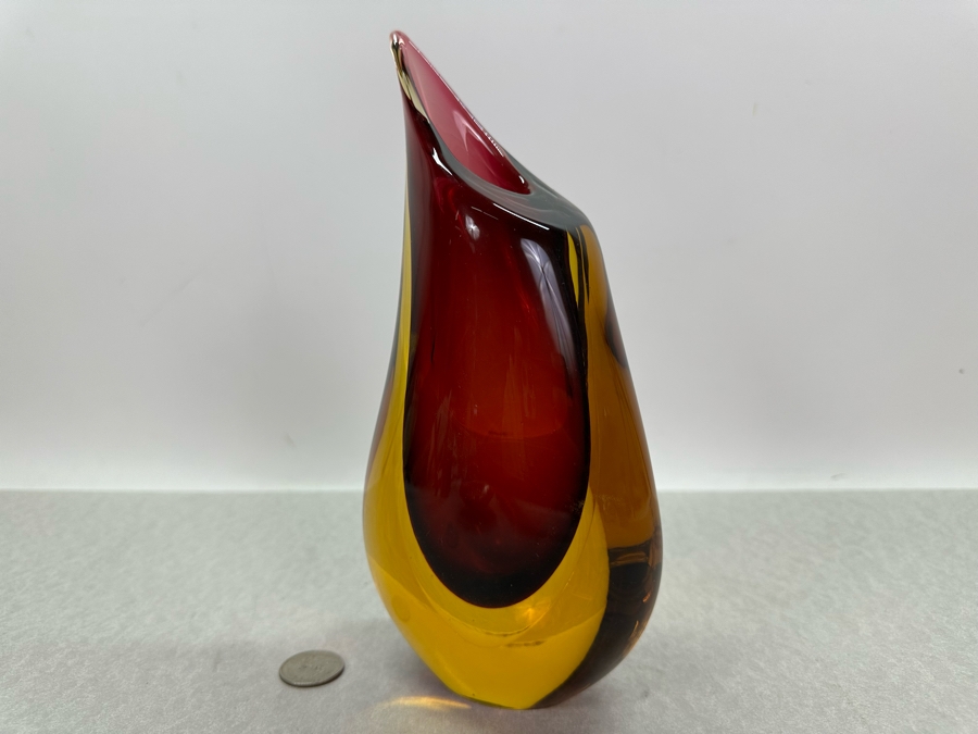 Vintage Artist Signed Italian Murano Formia Glass Vase 9.5'H [Photo 4]
