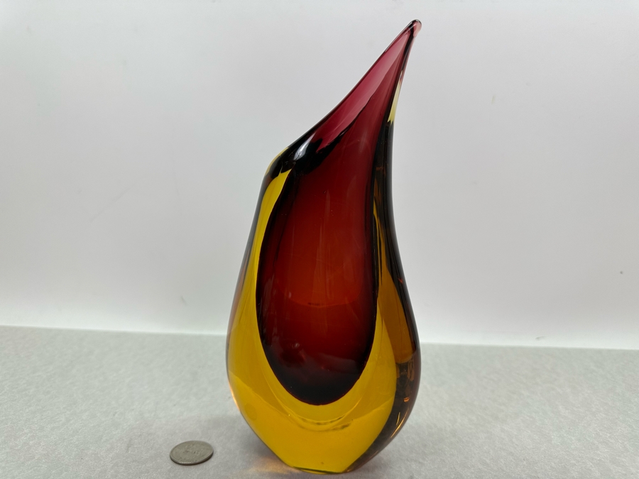Vintage Artist Signed Italian Murano Formia Glass Vase 9.5'H [Photo 6]