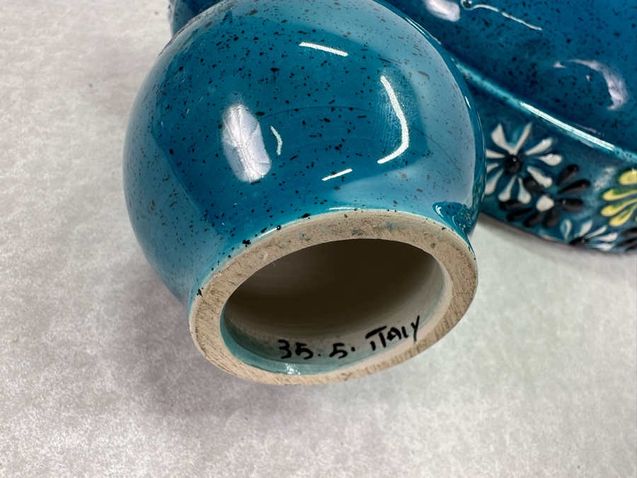 Vintage Alvino Bagni MCM Italian Ceramic Bowl 11'W And Matching Candlesticks 6'H [Photo 14]