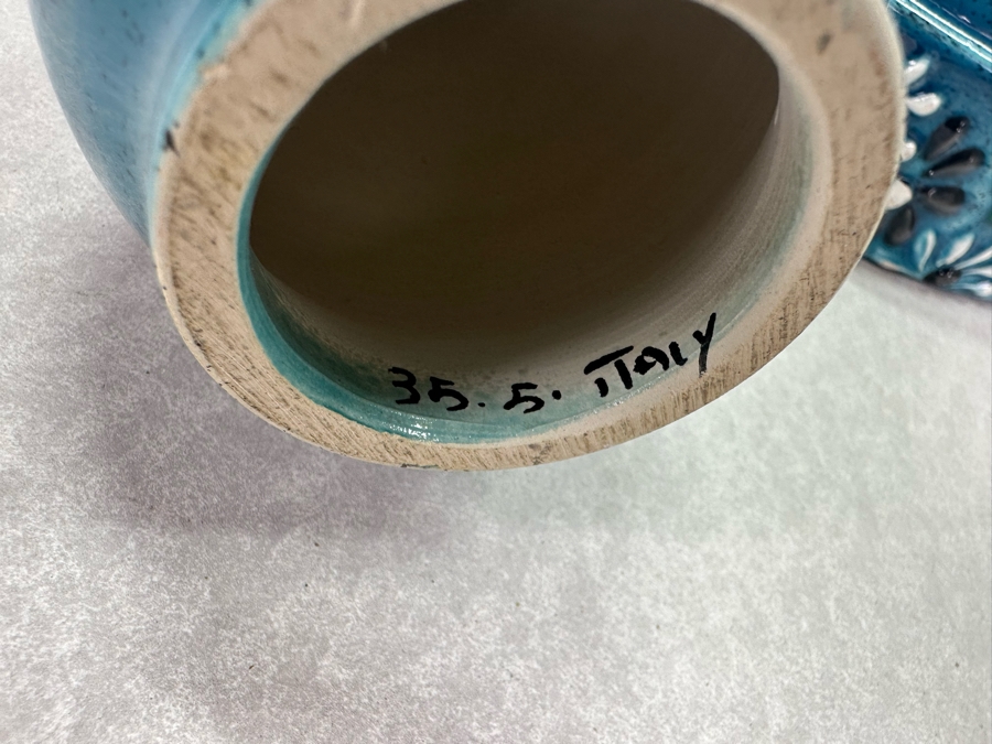 Vintage Alvino Bagni MCM Italian Ceramic Bowl 11'W And Matching Candlesticks 6'H [Photo 13]