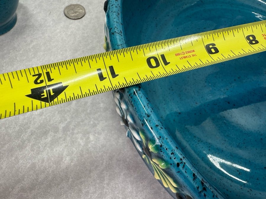 Vintage Alvino Bagni MCM Italian Ceramic Bowl 11'W And Matching Candlesticks 6'H [Photo 15]