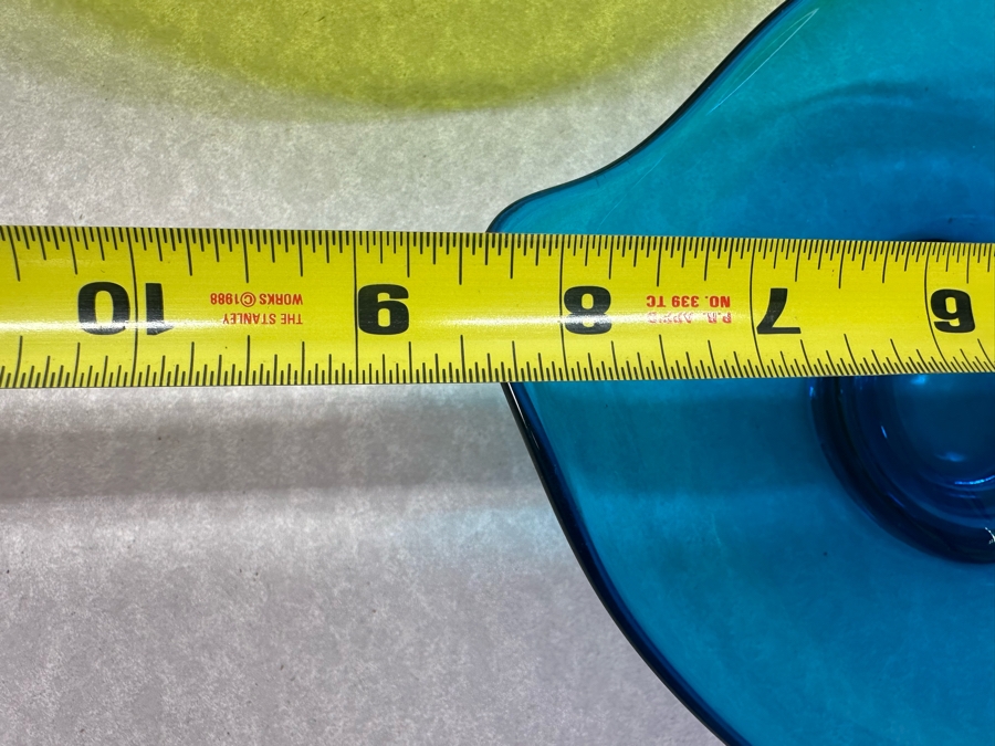 One Large Vintage Viking Glass Platter 16.5'W X 11.5'D X 1.75'H & Pair Of Small Vintage Viking Glass Blue & Red Bowls 15'W X 8.5'D [Photo 7]