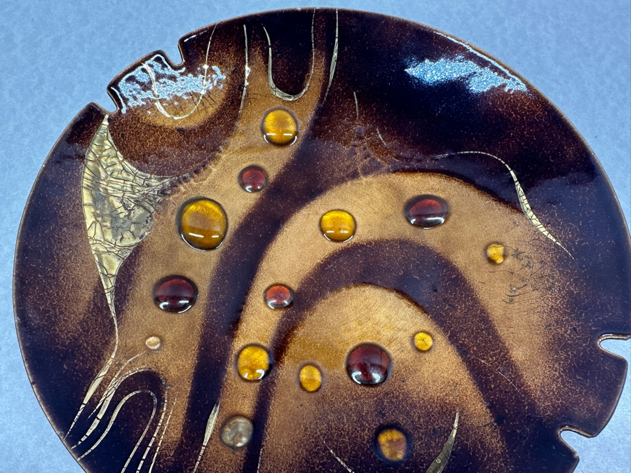 Vintage MCM Sasha B Copper Enamel Ashtray 10'W [Photo 7]