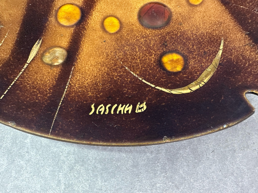 Vintage MCM Sasha B Copper Enamel Ashtray 10'W [Photo 5]