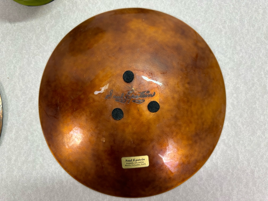 Collecton Of Vintage Copper Enable Plates & Compote Dish 10'W To 4.5'W [Photo 9]