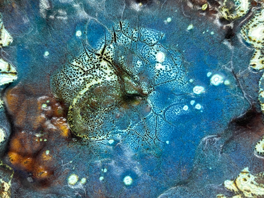 Collecton Of Vintage Copper Enable Plates & Compote Dish 10'W To 4.5'W [Photo 3]