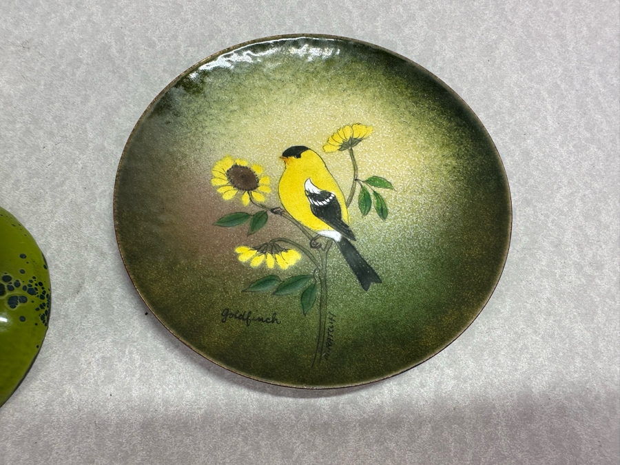 Collecton Of Vintage Copper Enable Plates & Compote Dish 10'W To 4.5'W [Photo 12]