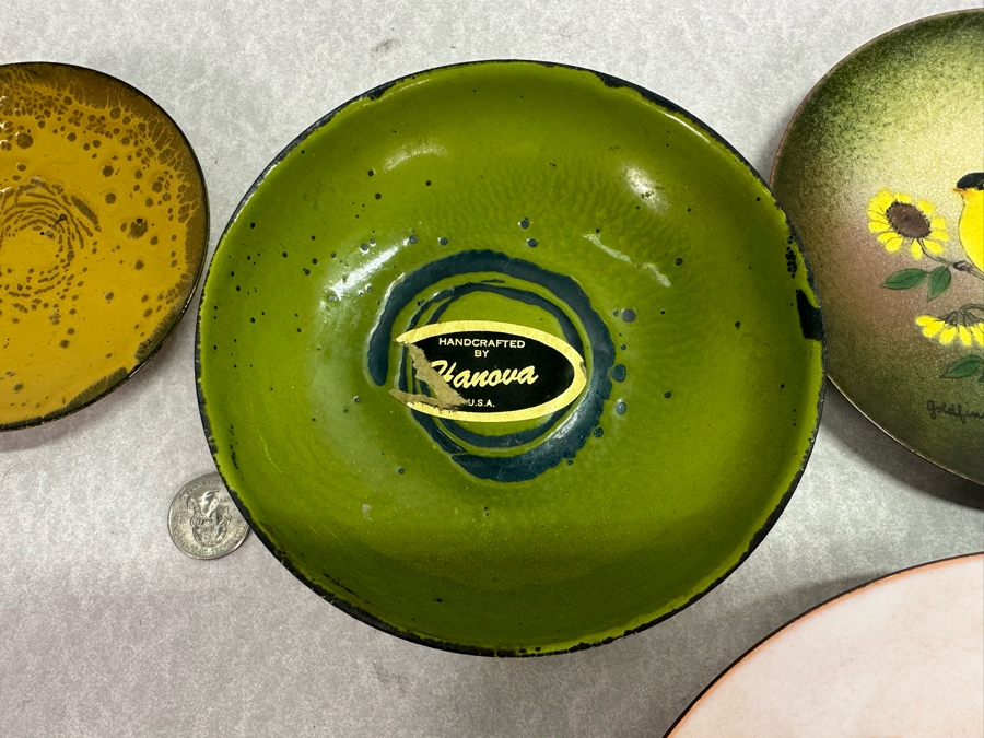 Collecton Of Vintage Copper Enable Plates & Compote Dish 10'W To 4.5'W [Photo 6]