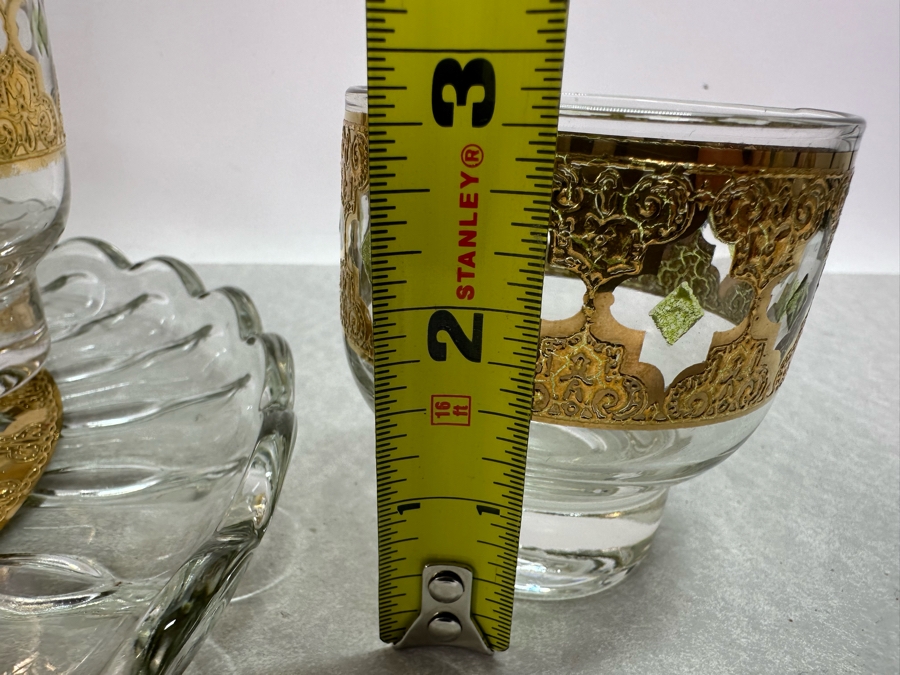Vintage MCM Culver Barware Glasses 4.5”H / 2.75”H & Tray 10”R [Photo 9]