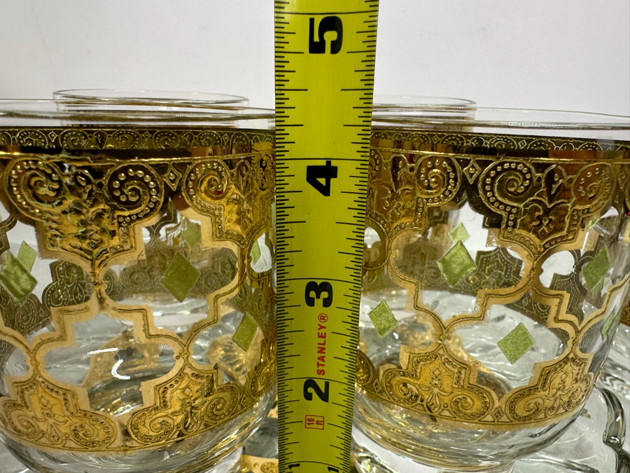 Vintage MCM Culver Barware Glasses 4.5”H / 2.75”H & Tray 10”R [Photo 8]