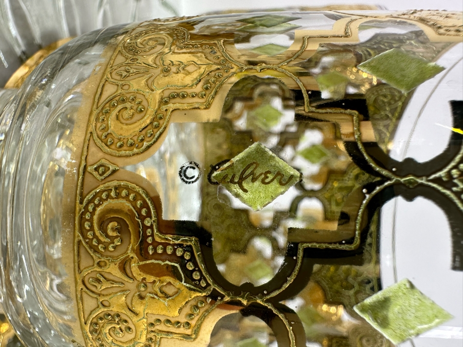 Vintage MCM Culver Barware Glasses 4.5”H / 2.75”H & Tray 10”R [Photo 7]