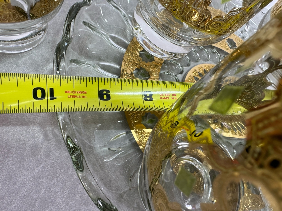 Vintage MCM Culver Barware Glasses 4.5”H / 2.75”H & Tray 10”R [Photo 10]