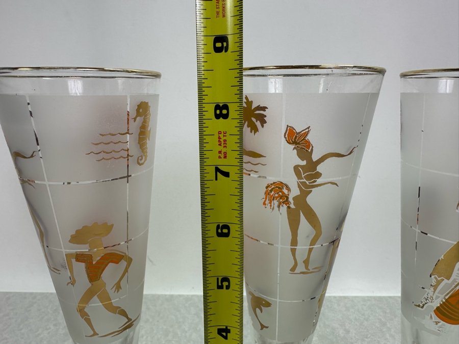 Three Vintage MCM Footed Barware Glasses 8.5'H [Photo 3]
