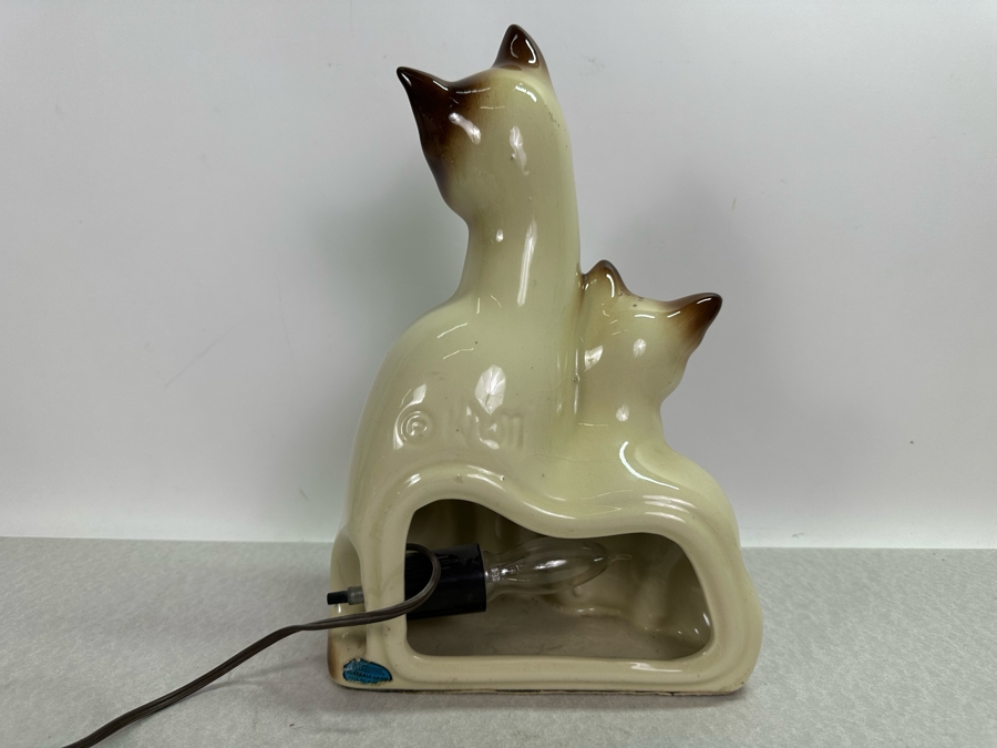 Vintage MCM Howard Kron Siamese Cat TV Lamp 9'W X 13'H [Photo 5]