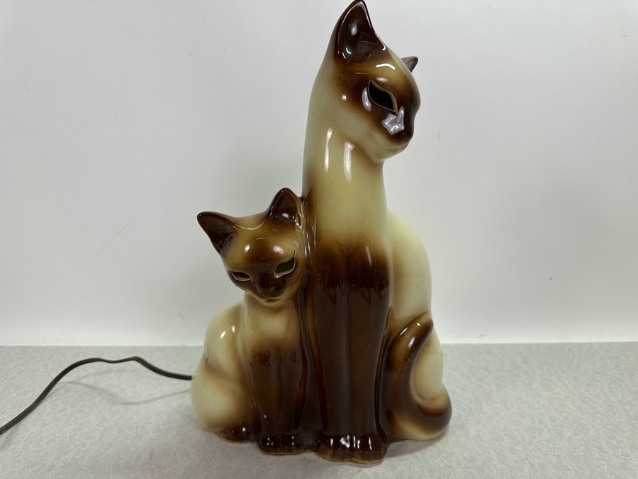 Vintage MCM Howard Kron Siamese Cat TV Lamp 9'W X 13'H [Photo 3]