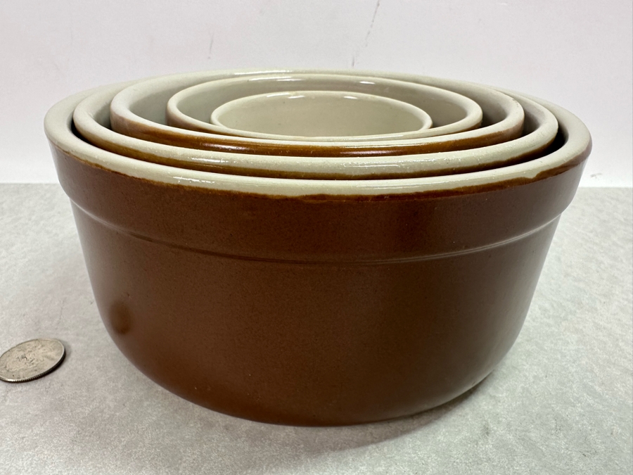 Vintage Grespots Digoin France Stoneware Nesting Bowls 3.25'W To 7.5'W [Photo 3]