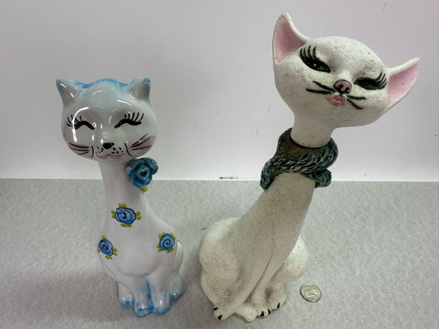 Vintage Italian Ceramic Cat Piggy Bank & Vintage MCM Potted Priscilla Cat Liquor Decanter 11.5'H [Photo 3]