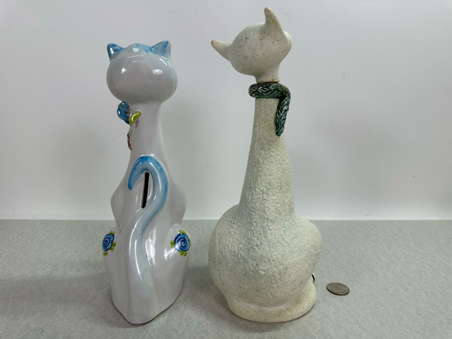 Vintage Italian Ceramic Cat Piggy Bank & Vintage MCM Potted Priscilla Cat Liquor Decanter 11.5'H [Photo 4]