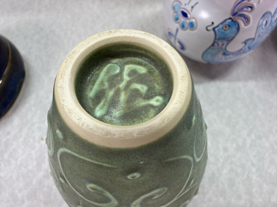 Vintage Artist Signed Studio Pottery Pitchers, Vases And Boxes Largest Pitcher Is 7'H [Photo 10]