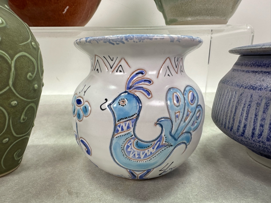 Vintage Artist Signed Studio Pottery Pitchers, Vases And Boxes Largest Pitcher Is 7'H [Photo 5]