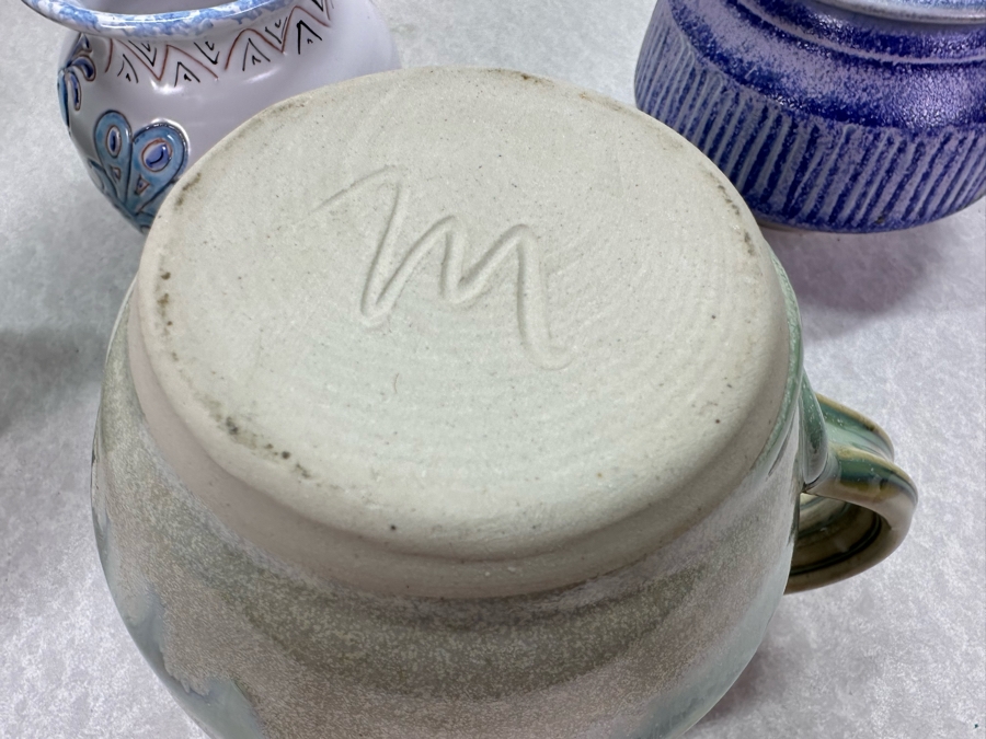 Vintage Artist Signed Studio Pottery Pitchers, Vases And Boxes Largest Pitcher Is 7'H [Photo 14]