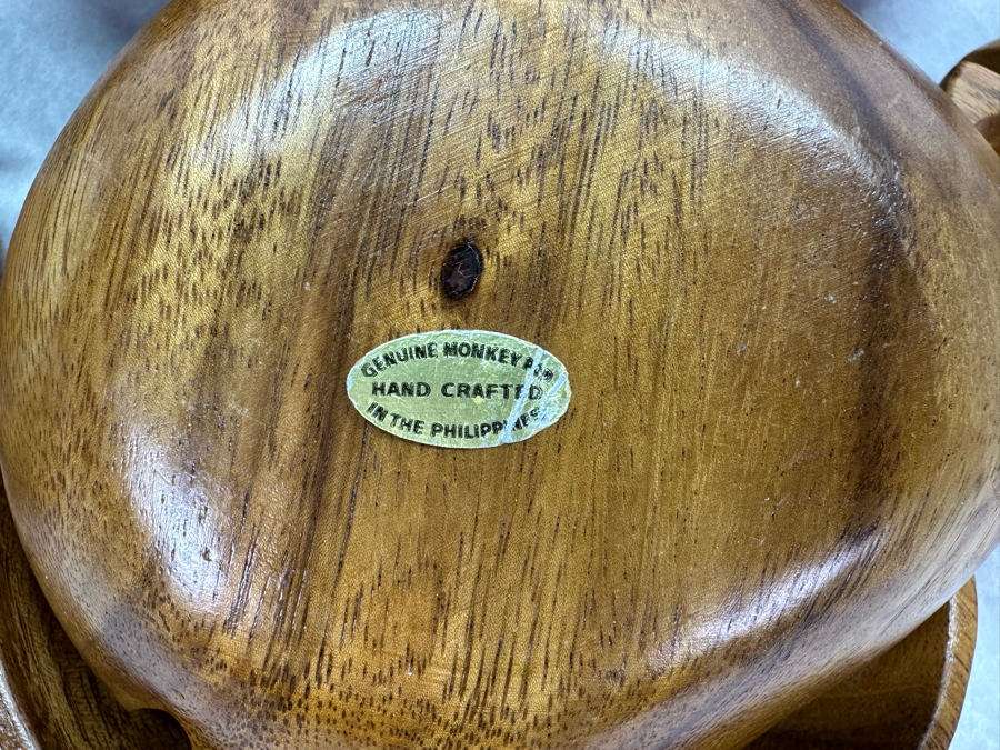 Vintage Acacia Woods Monkey-Pod Salad Bowl Set Honolulu, Hawaii 11'W [Photo 4]