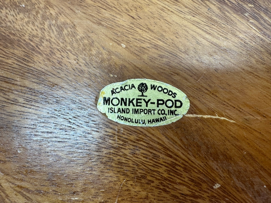 Vintage Acacia Woods Monkey-Pod Salad Bowl Set Honolulu, Hawaii 11'W [Photo 8]