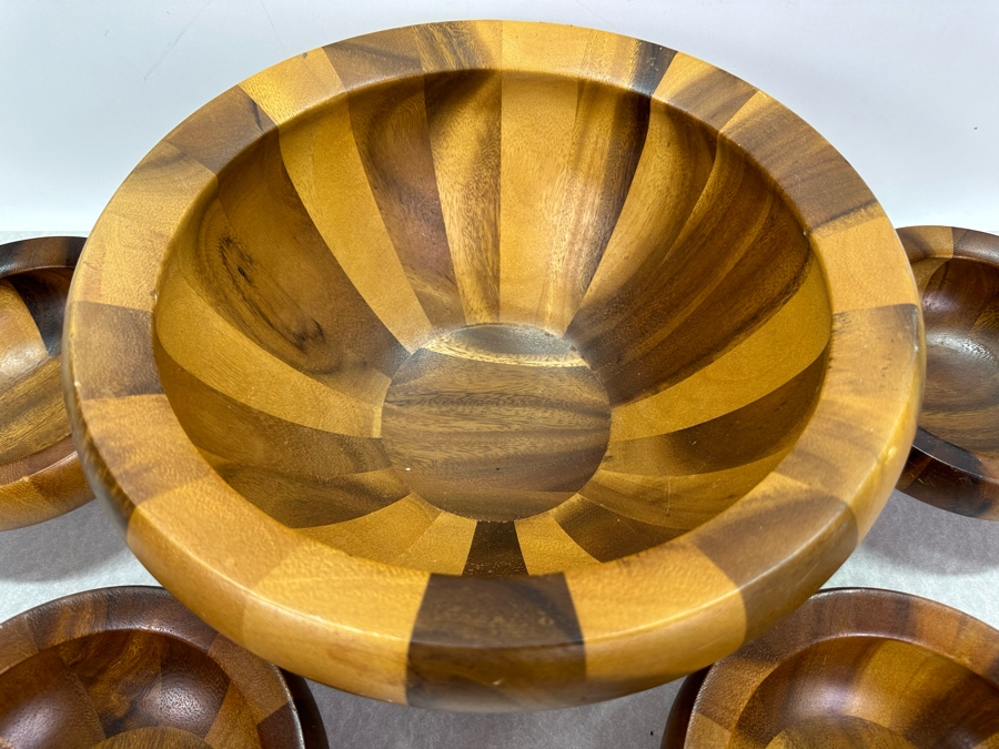 Nambe Wooden Salad Bowl Set 13'W [Photo 5]