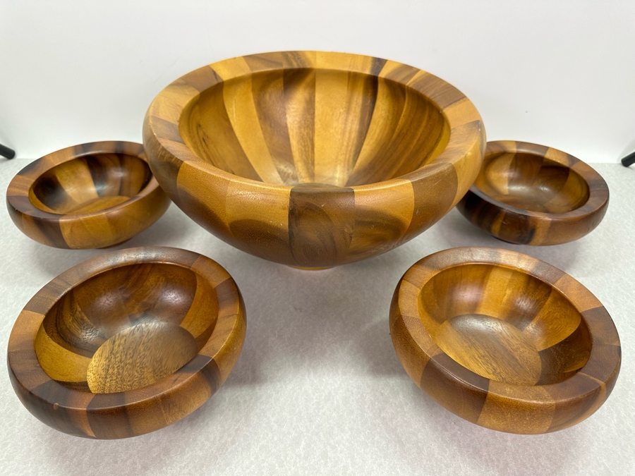 Nambe Wooden Salad Bowl Set 13'W [Photo 3]