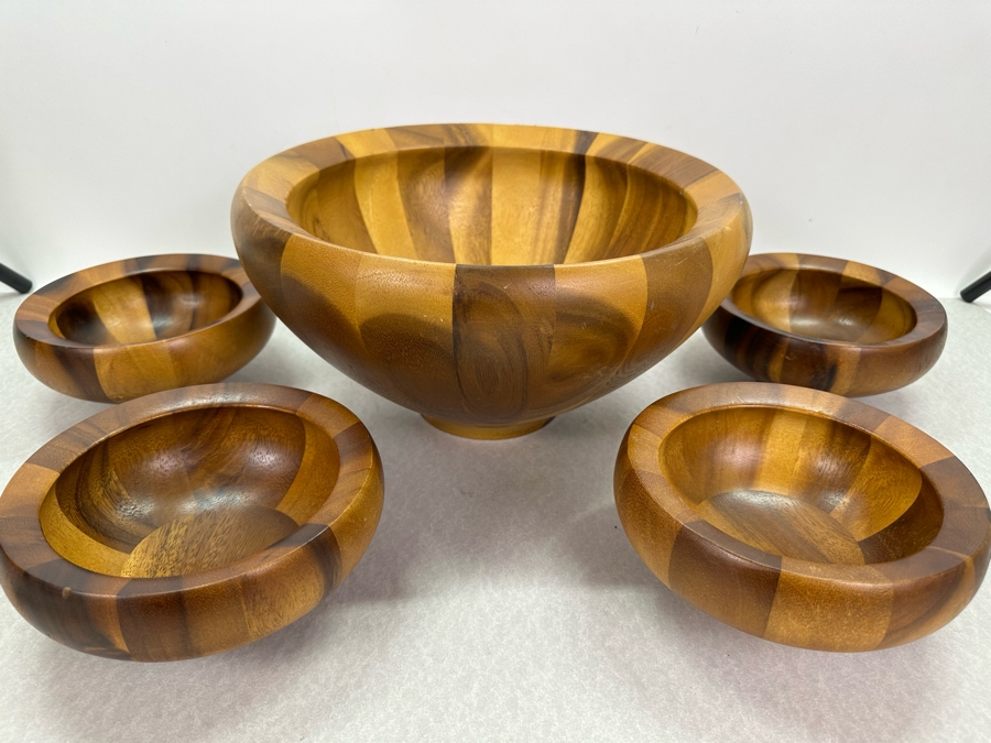 Nambe Wooden Salad Bowl Set 13'W [Photo 2]