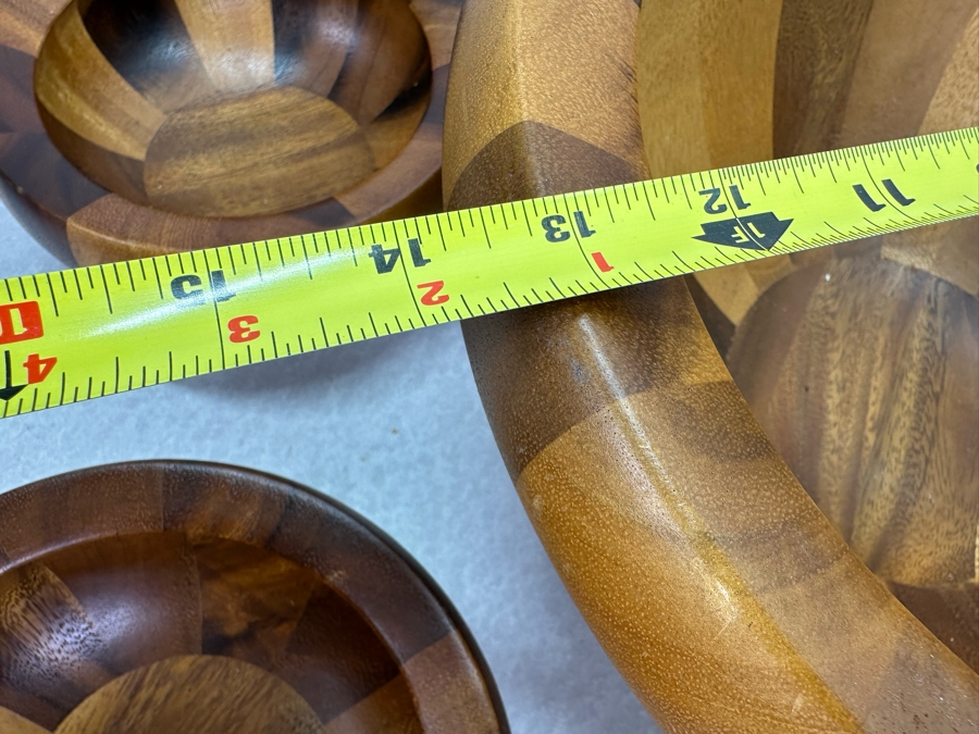 Nambe Wooden Salad Bowl Set 13'W [Photo 8]
