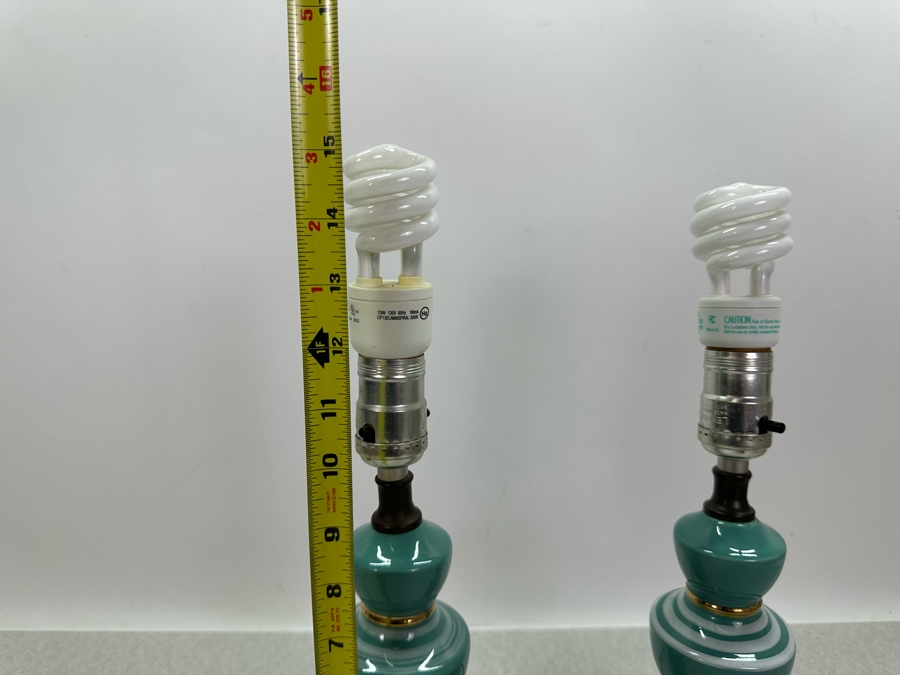 Pair Of Vintage Hand Painted Table Lamps (No Shades) 15'H [Photo 5]