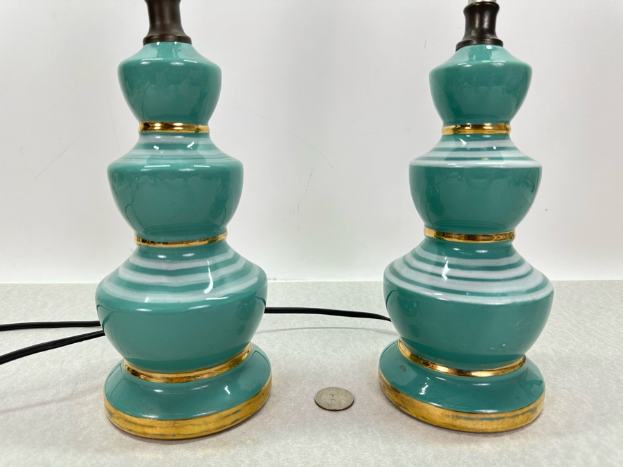 Pair Of Vintage Hand Painted Table Lamps (No Shades) 15'H [Photo 4]