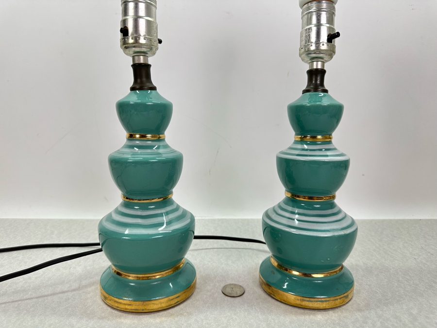 Pair Of Vintage Hand Painted Table Lamps (No Shades) 15'H [Photo 3]