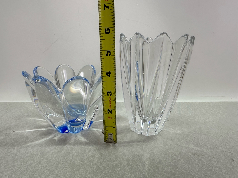Pair Of Vintage Orrefors Swedish Crystal Vases 4'H & 6'H [Photo 4]