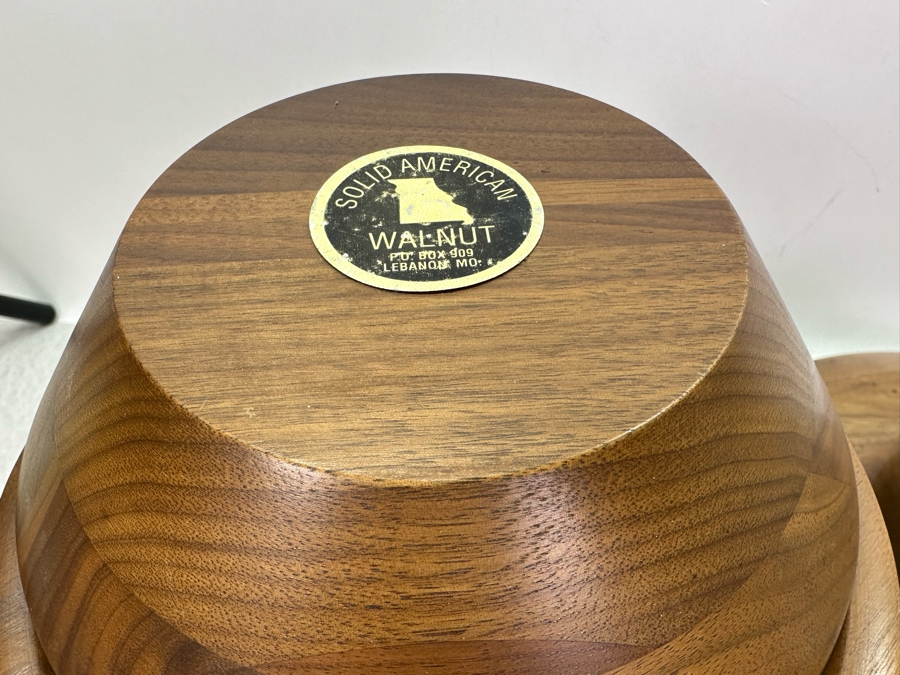 Solid American Walnut Artist Signed Turned Serving Bowl 13.5'W Signed With 12 Walnut Bowls 7'W [Photo 8]