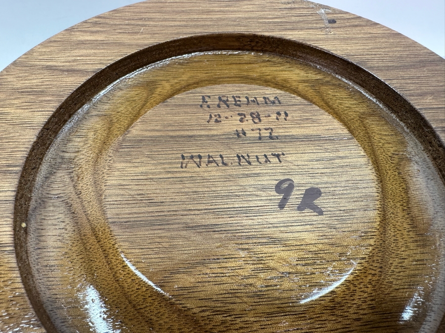 Solid American Walnut Artist Signed Turned Serving Bowl 13.5'W Signed With 12 Walnut Bowls 7'W [Photo 6]