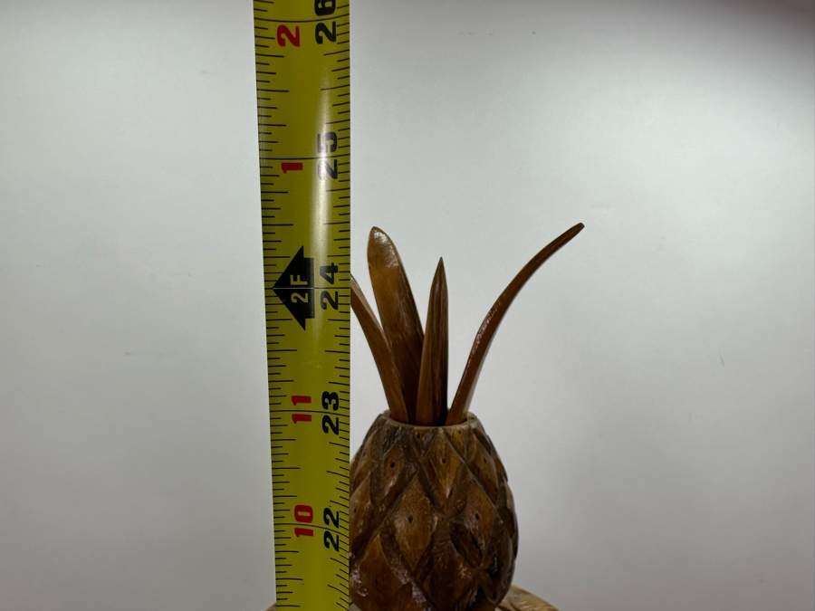 Vintage Acacia House Hawaii Hand Carved Monkey Pod Multi-Tier Lazy Suzan Serving Trays With Carved Wooden Fruit 24'H [Photo 8]