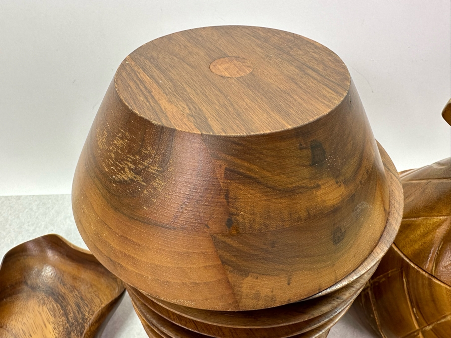 Vintage Wooden Serving Platter & Bowls Plus Wooden Pineapple Jar Monkey Pod [Photo 9]