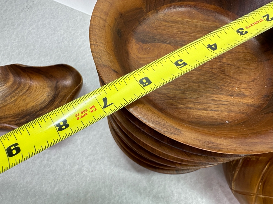 Vintage Wooden Serving Platter & Bowls Plus Wooden Pineapple Jar Monkey Pod [Photo 12]