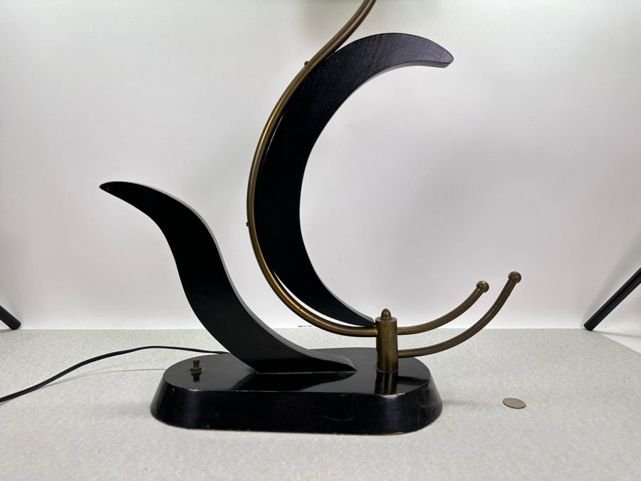 Vintage Mid-Century Modern Atomic Wood & Metal Table Lamp - Needs New Electrical Plug 30'H [Photo 3]