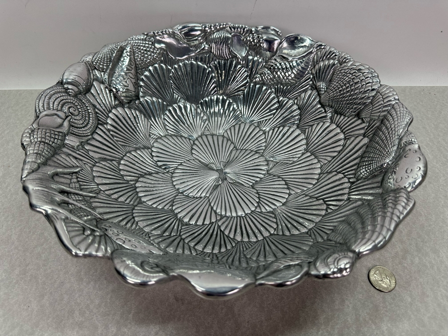 Arthur Court Seashell Metal Bowl 14'W With EKCO Prince Stainless Steel Salad Serving Set [Photo 5]