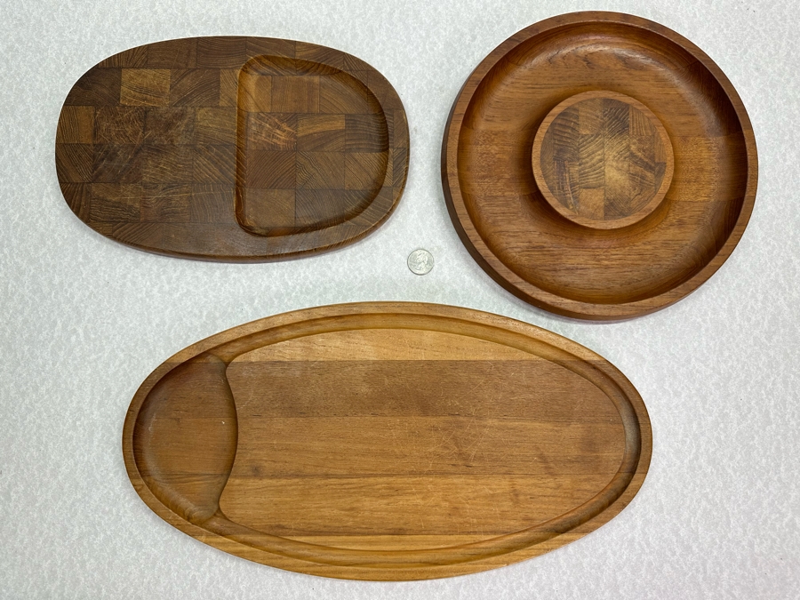 (3) Dansk Denmark Wooden Serving Trays Largest Is 17.5'W [Photo 2]