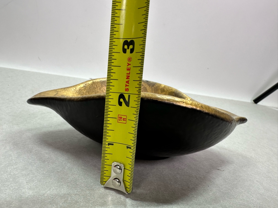 Vintage MCM Sascha B Hand Painted Bowl Gold & Black 7'W X 5.5'D X 2'H