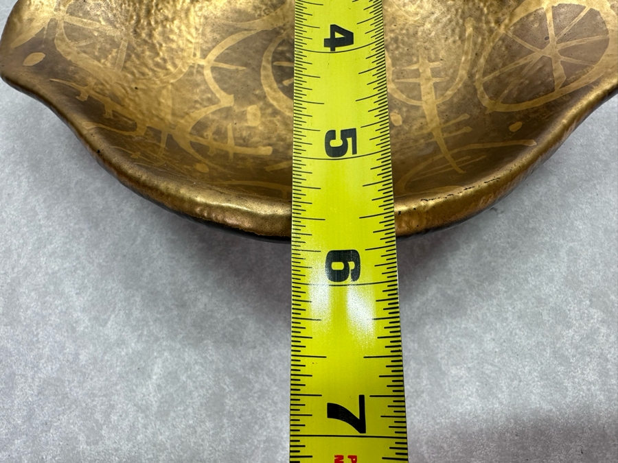 Vintage MCM Sascha B Hand Painted Bowl Gold & Black 7'W X 5.5'D X 2'H [Photo 7]