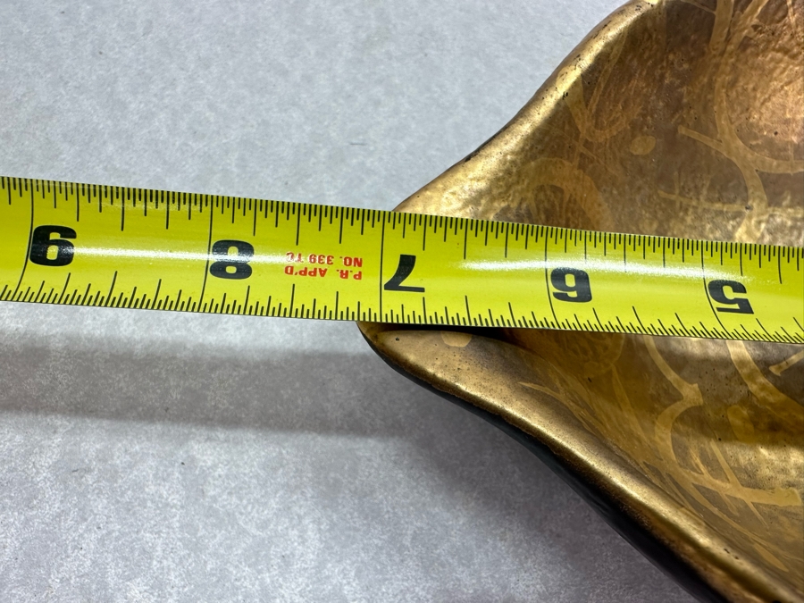 Vintage MCM Sascha B Hand Painted Bowl Gold & Black 7'W X 5.5'D X 2'H [Photo 6]