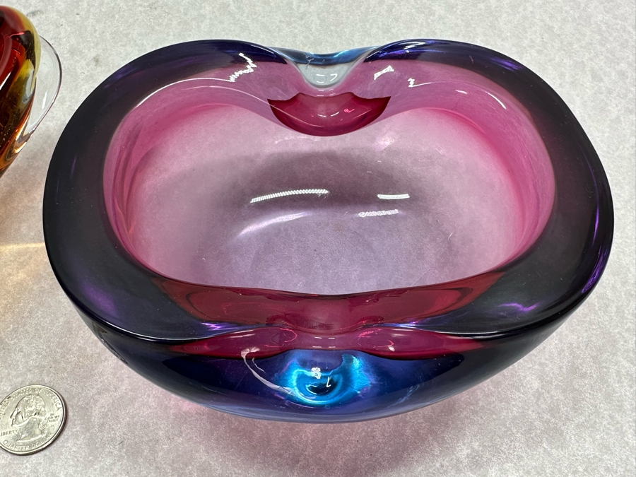 Vintage Italian Murano Glass Bowl 7.5'W & Ashtray 6.5'W [Photo 3]
