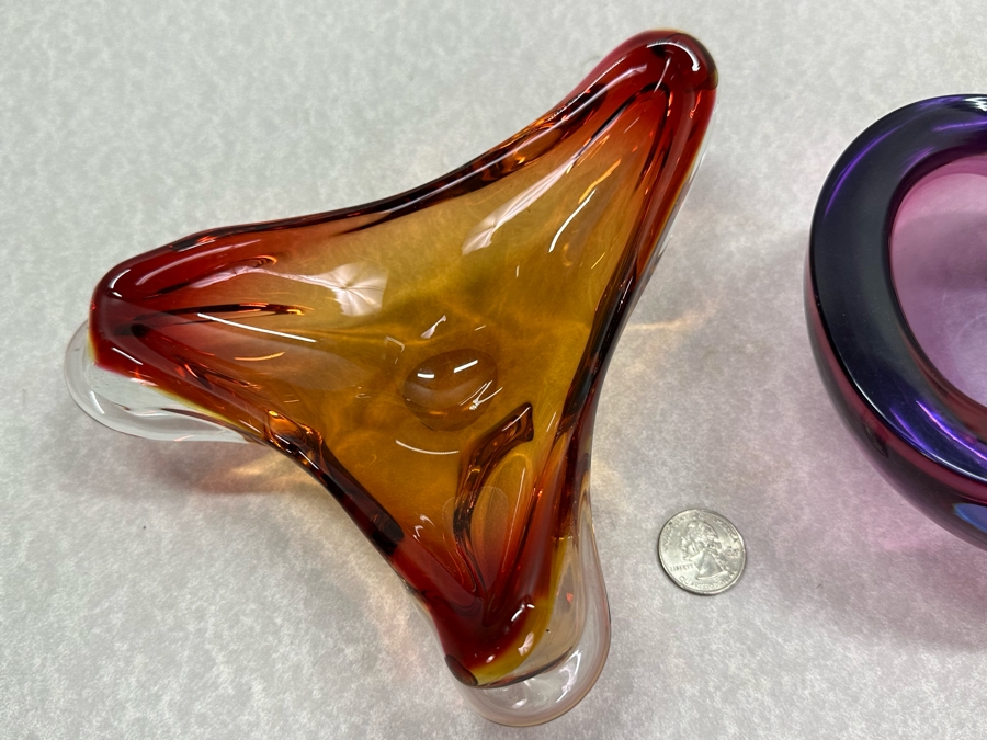 Vintage Italian Murano Glass Bowl 7.5'W & Ashtray 6.5'W [Photo 4]