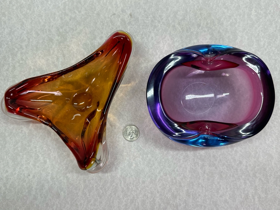 Vintage Italian Murano Glass Bowl 7.5'W & Ashtray 6.5'W [Photo 2]