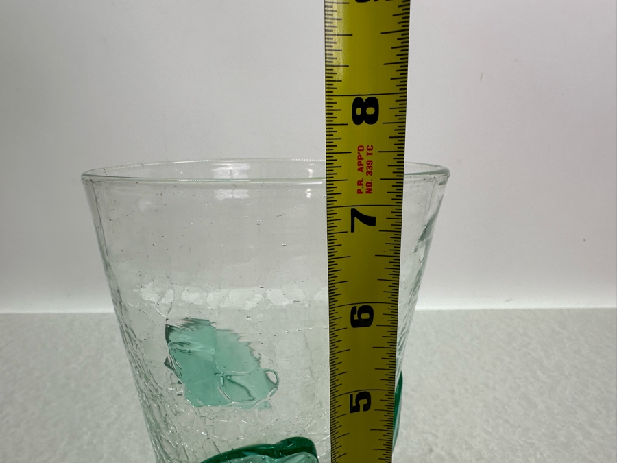 Vintage MCM Hand Blown Blenko Crackle Glass Vase 7.25'H [Photo 4]